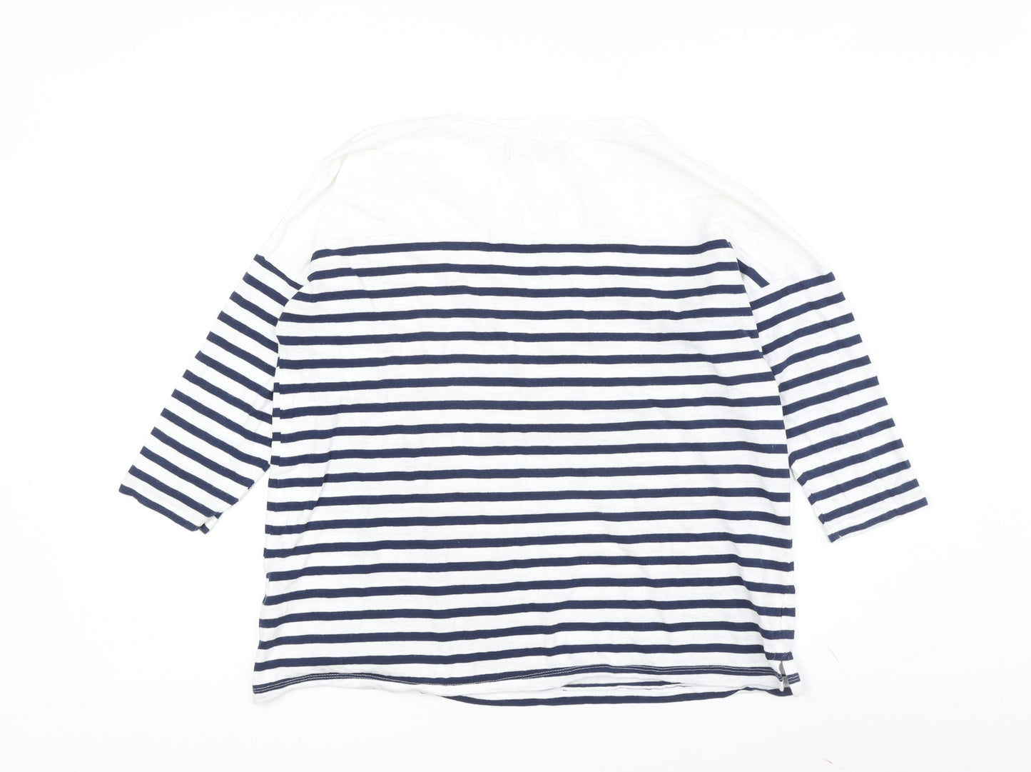 Pull & Bear Women's White Striped T-Shirt M Casual