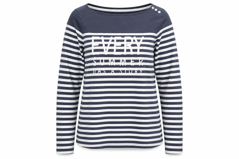 Front view of ESMARA Women's Blue Striped T-Shirt, size 12