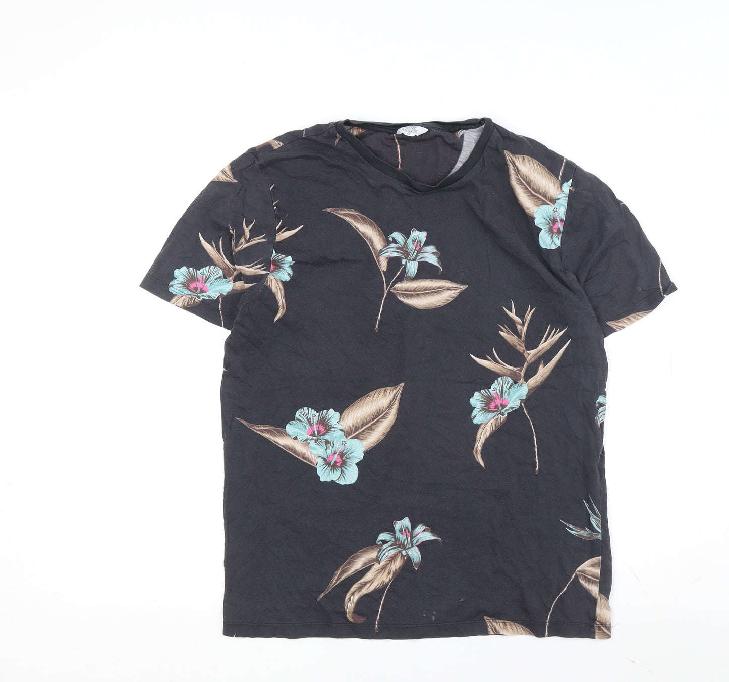 Next Women's Black Floral T-Shirt, Medium, Regular Fit