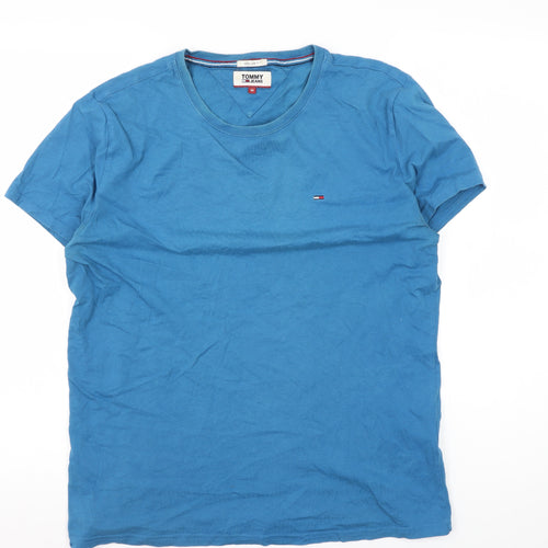 Tommy Jeans Men's Blue Crew Neck T-Shirt M Logo