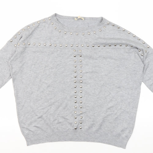 Phase Eight Women's Grey Pullover Jumper, Size 10, Studded