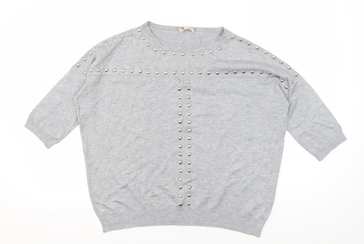 Phase Eight Women's Grey Pullover Jumper, Size 10, Studded