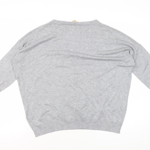 Phase Eight Women's Grey Pullover Jumper, Size 10, Studded