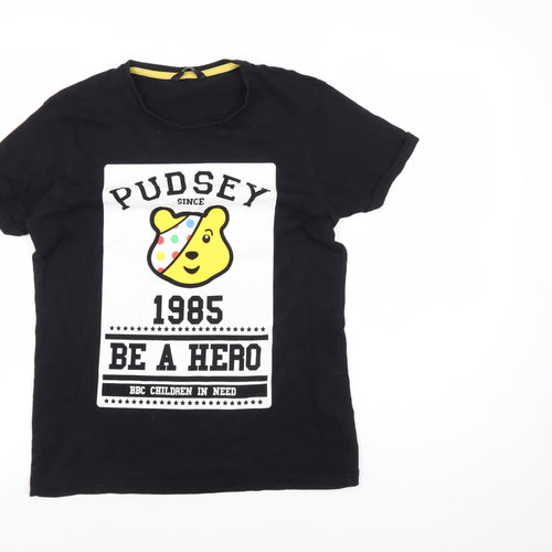 George Girls Black Pudsey T-Shirt 12-13 Years Casual Style