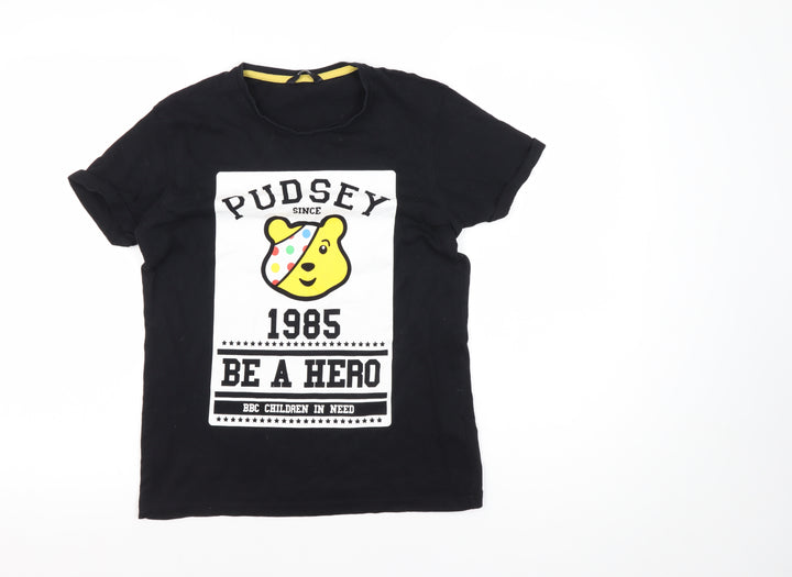 George Girls Black Pudsey T-Shirt 12-13 Years Casual Style