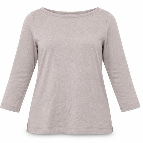 Lands' End Women's Beige Boat Neck 3/4 Sleeve T-Shirt