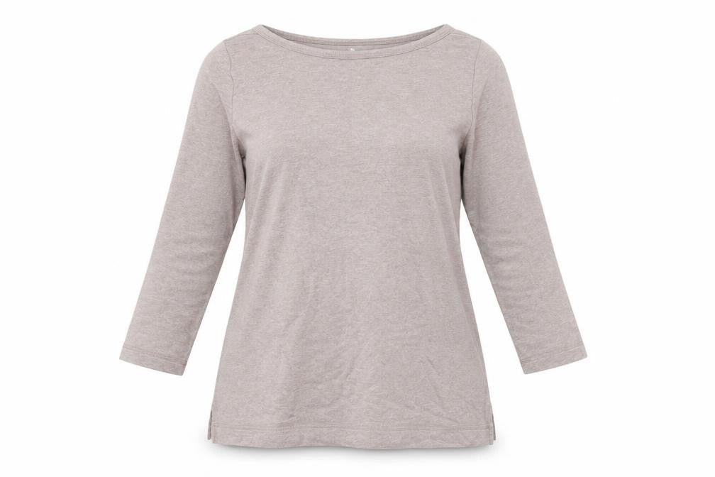 Lands' End Women's Beige Boat Neck 3/4 Sleeve T-Shirt