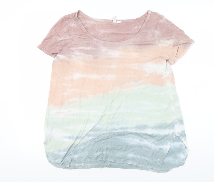 Cable Gauge Women's Multicoloured Basic T-Shirt, Scoop Neck Size S