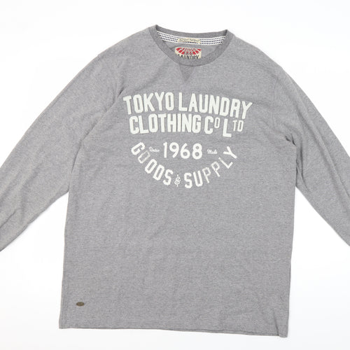 Tokyo Laundry Men's Grey Large Graphic Print T-Shirt