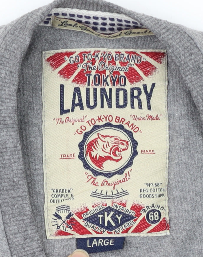 Tokyo Laundry Men's Grey Large Graphic Print T-Shirt