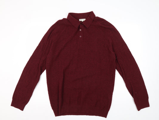 Reiss Men's Red Collared Pullover Jumper XL