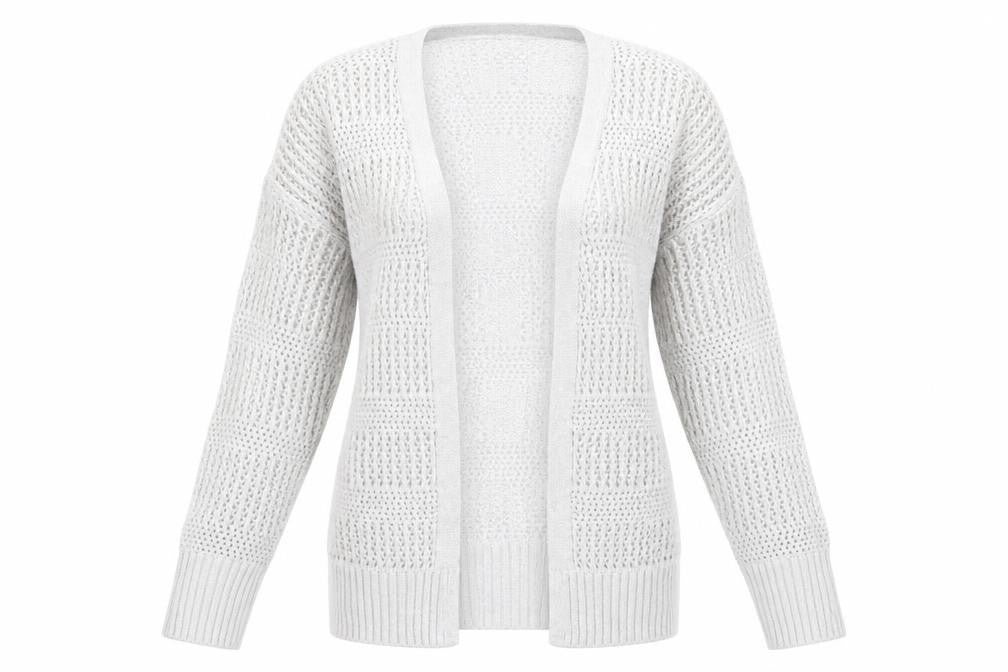 Front view of Gap Women's Grey Cardigan Knit Medium Light Open
