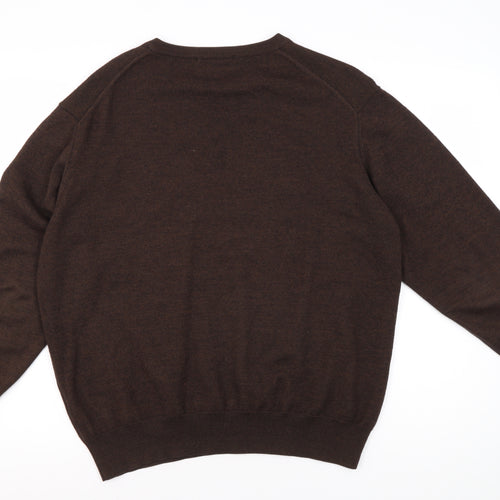 Racing Green Men's Brown V-Neck Pullover Jumper L