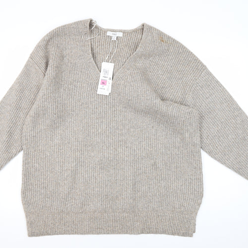 Marks and Spencer Women's Beige V-Neck Jumper XL