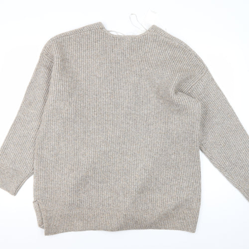 Marks and Spencer Women's Beige V-Neck Jumper XL
