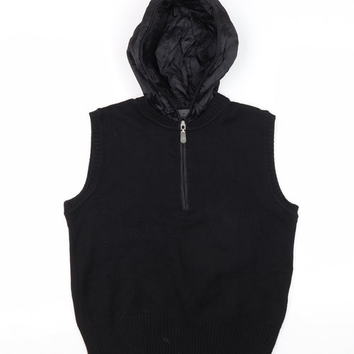 Zucchero Women's Black Hooded Knit Vest, Size 12