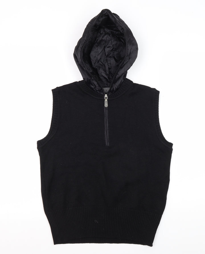 Zucchero Women's Black Hooded Knit Vest, Size 12