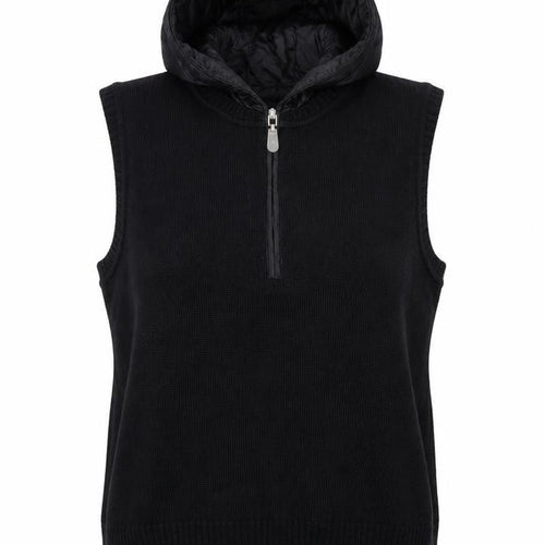 Zucchero Women's Black Hooded Knit Vest, Size 12