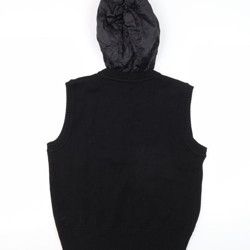 Zucchero Women's Black Hooded Knit Vest, Size 12