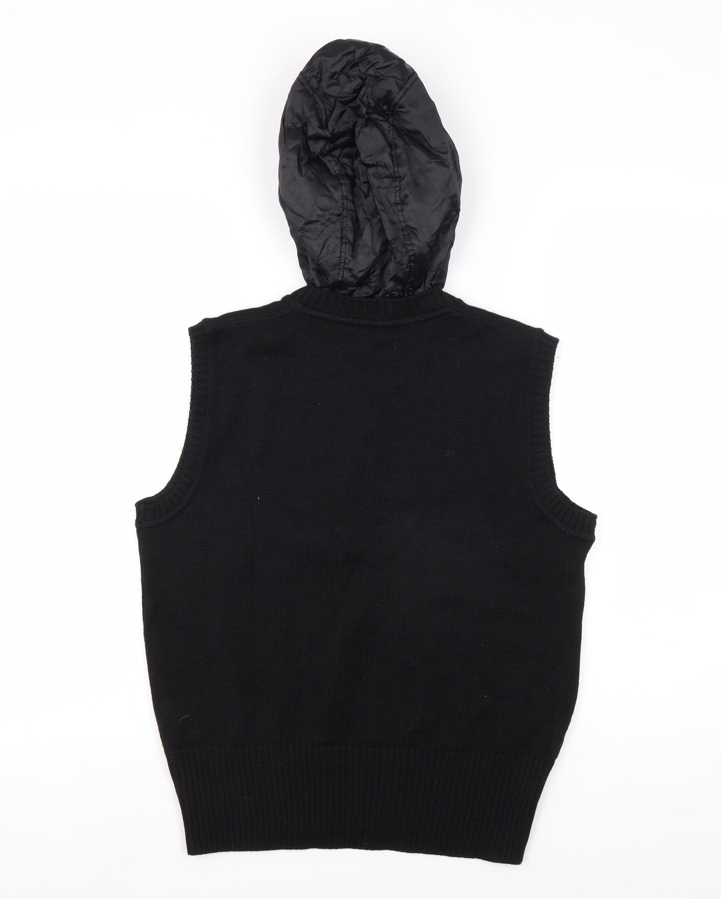 Zucchero Women's Black Hooded Knit Vest, Size 12