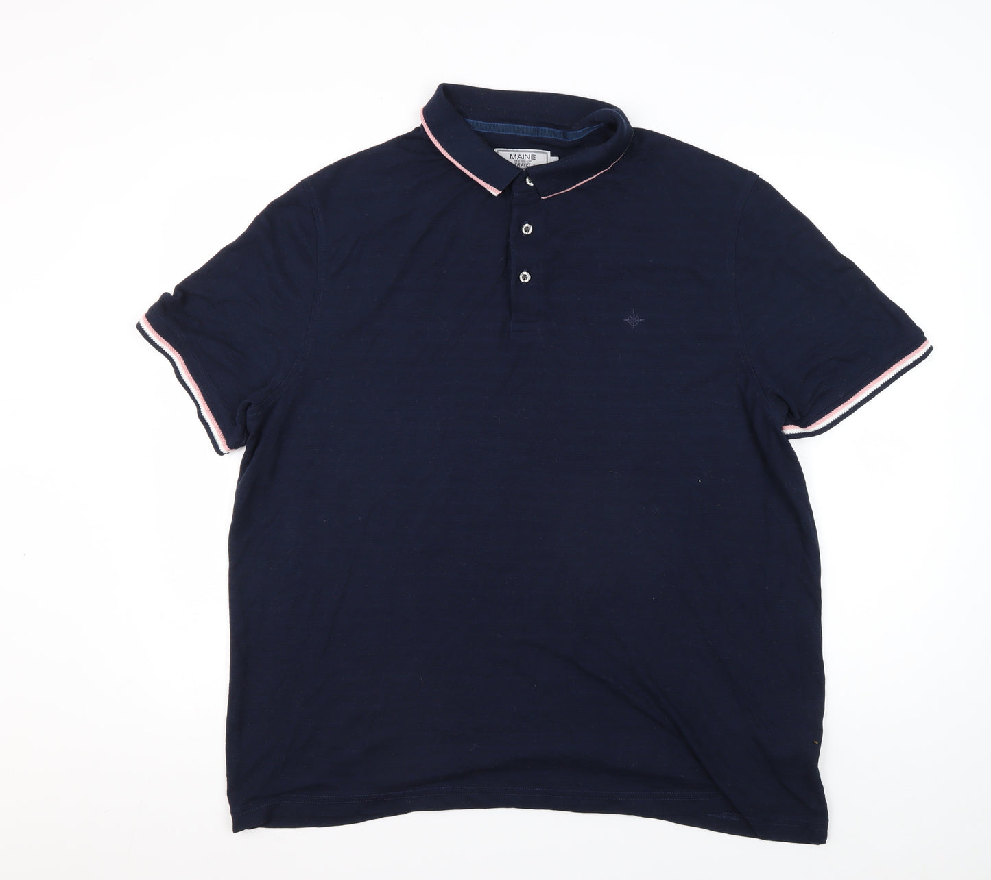 Maine Men's Blue Polo Short Sleeve Size XL