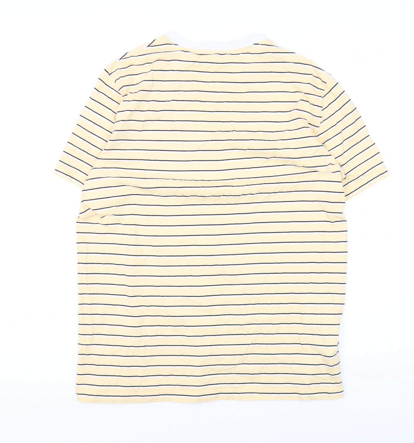 Fred Perry Men's Yellow Striped Crew Neck T-Shirt - M