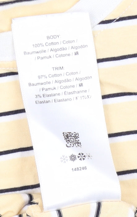 Fred Perry Men's Yellow Striped Crew Neck T-Shirt - M