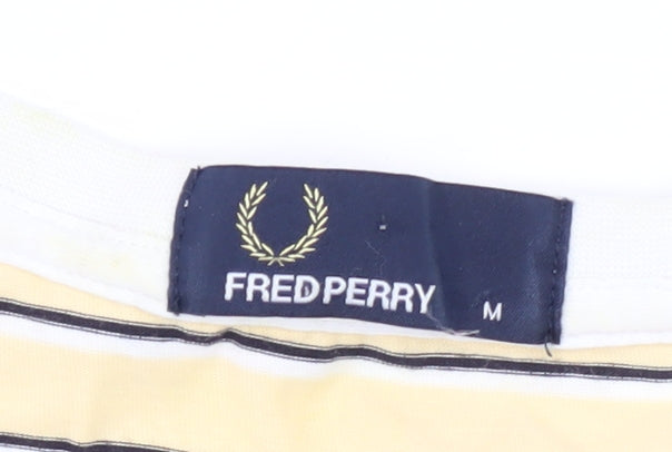 Fred Perry Men's Yellow Striped Crew Neck T-Shirt - M