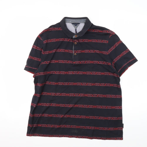 Ted Baker Men's Black Striped Polo Shirt L