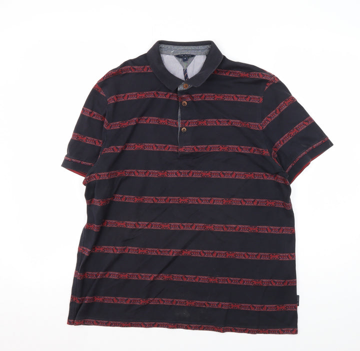 Ted Baker Men's Black Striped Polo Shirt L