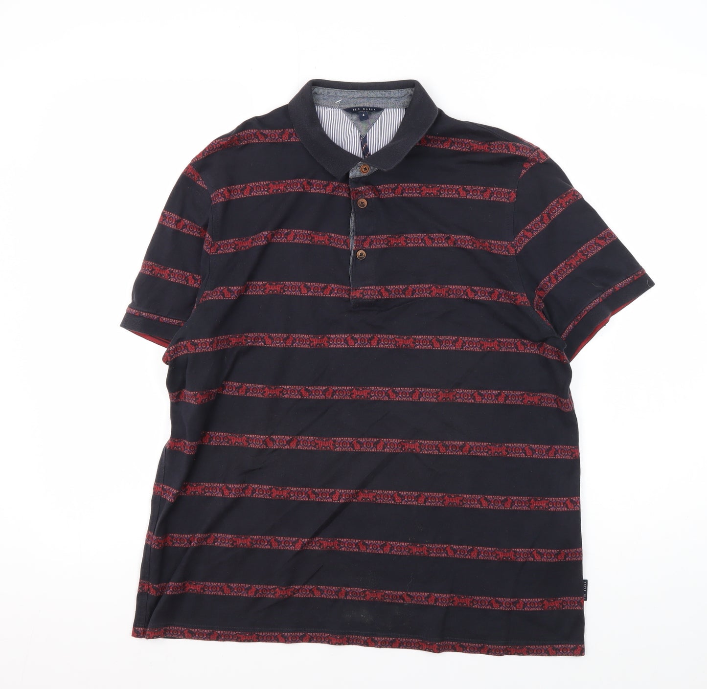 Ted Baker Men's Black Striped Polo Shirt L