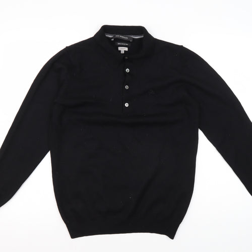Roy Robson Men's Black Henley Jumper M Slim Fit