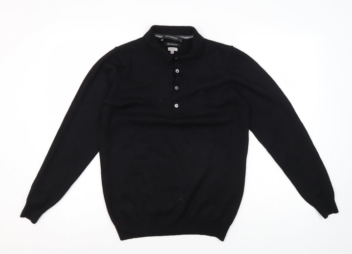 Roy Robson Men's Black Henley Jumper M Slim Fit