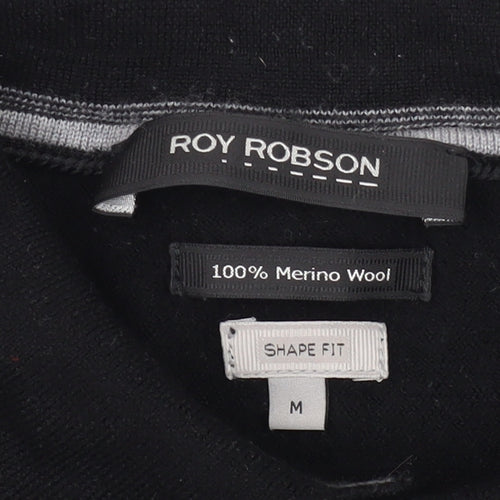 Roy Robson Men's Black Henley Jumper M Slim Fit