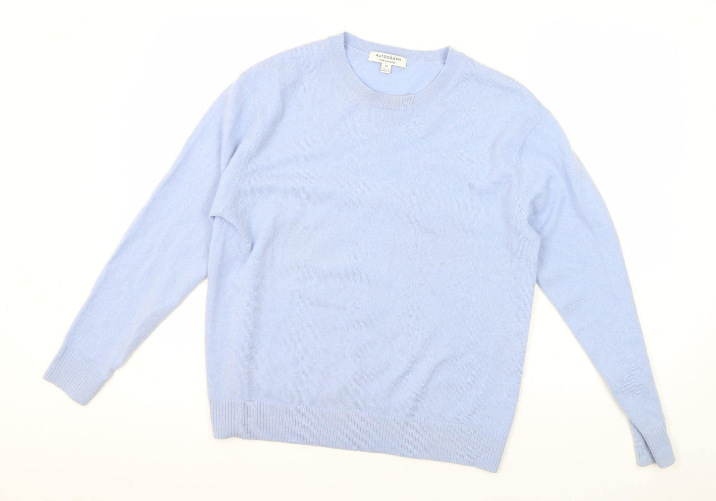 Autograph Women's Blue Cashmere Pullover Jumper Size 14
