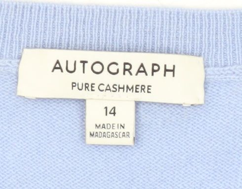 Autograph Women's Blue Cashmere Pullover Jumper Size 14