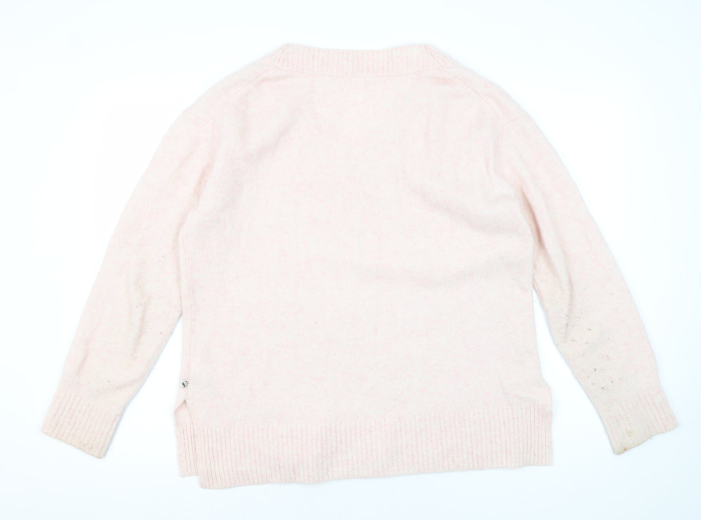 Yerse Women's Pink V-Neck Pullover Size S Jumper