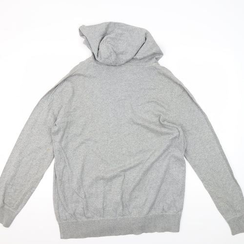 GAP Men’s Grey V-Neck Hooded Pullover Jumper L