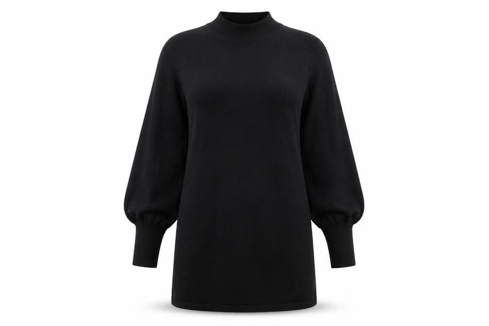 InWear Women's Black Tunic Jumper, Size S, Balloon Sleeve