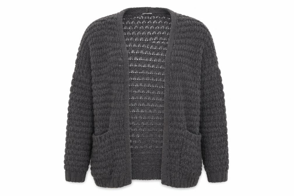 Front view of River Island Women's Grey Cardigan M Knitwear