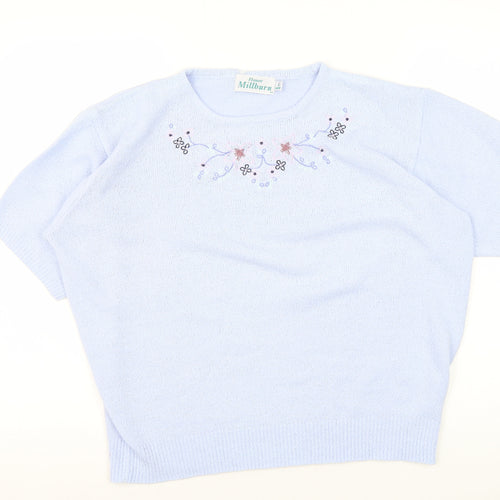 Honor Millburn Women's Blue Floral Knit Pullover L