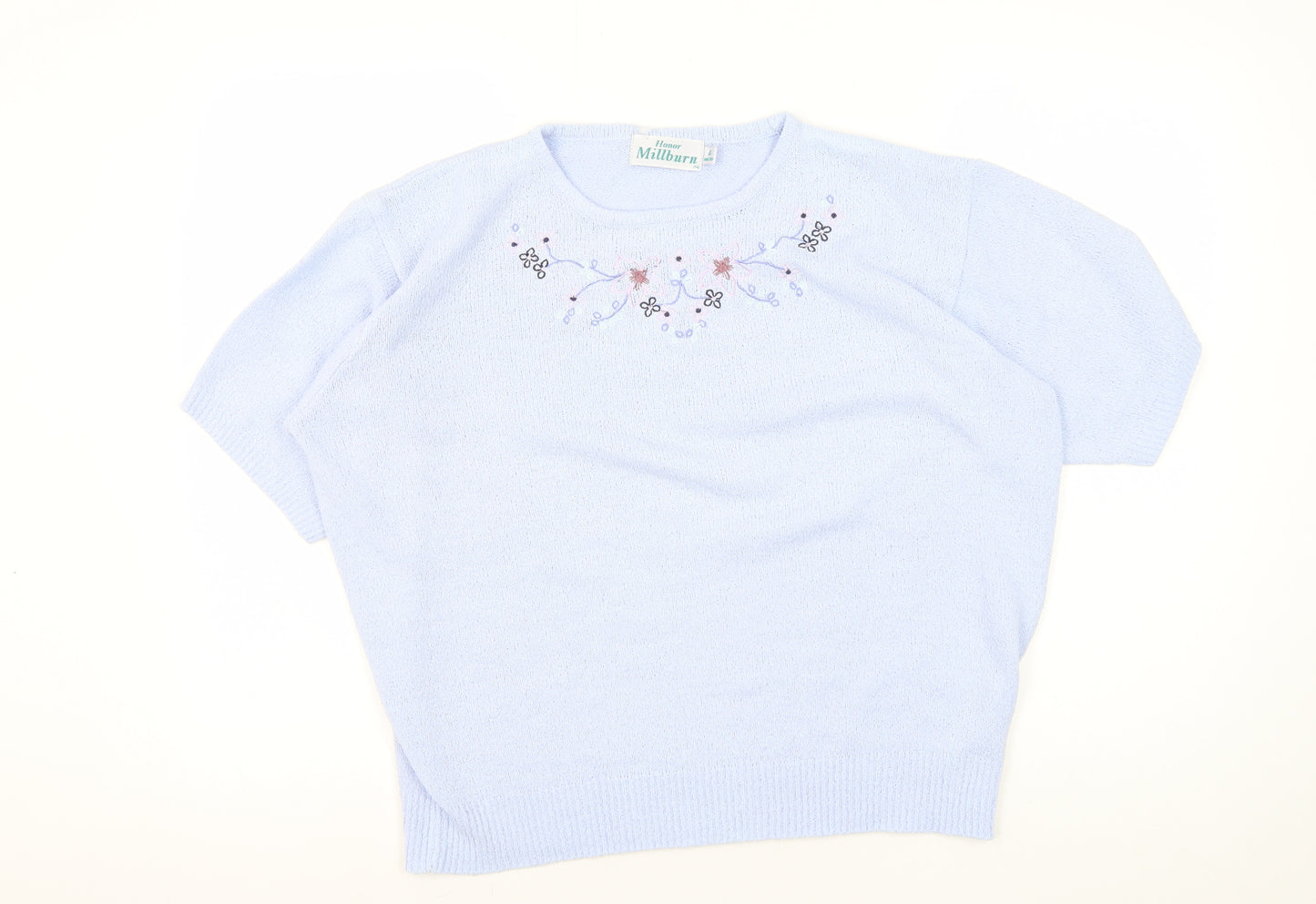 Honor Millburn Women's Blue Floral Knit Pullover L