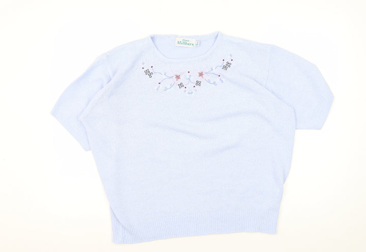 Honor Millburn Women's Blue Floral Knit Pullover L