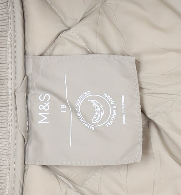 Marks and Spencer Women's Beige Puffer Coat Size 18