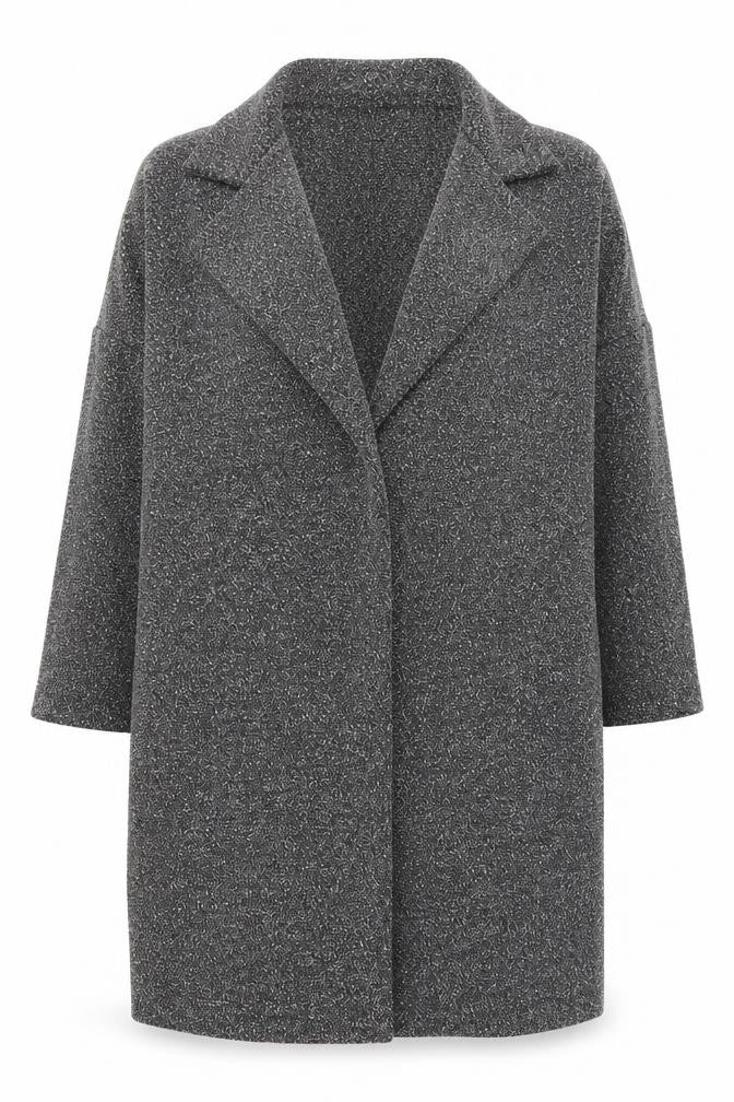Front view of Katka Rosanna Women's Grey Mid-Length Coat XS