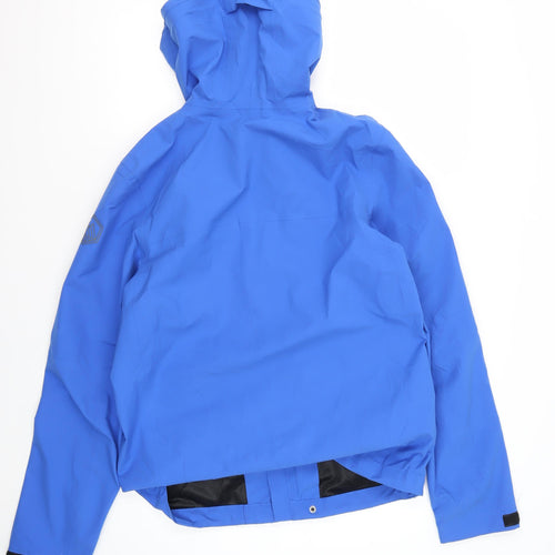 M&S Men's Blue Waterproof Rain Coat, Size S, Hooded