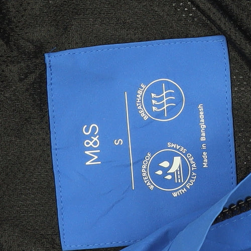 M&S Men's Blue Waterproof Rain Coat, Size S, Hooded