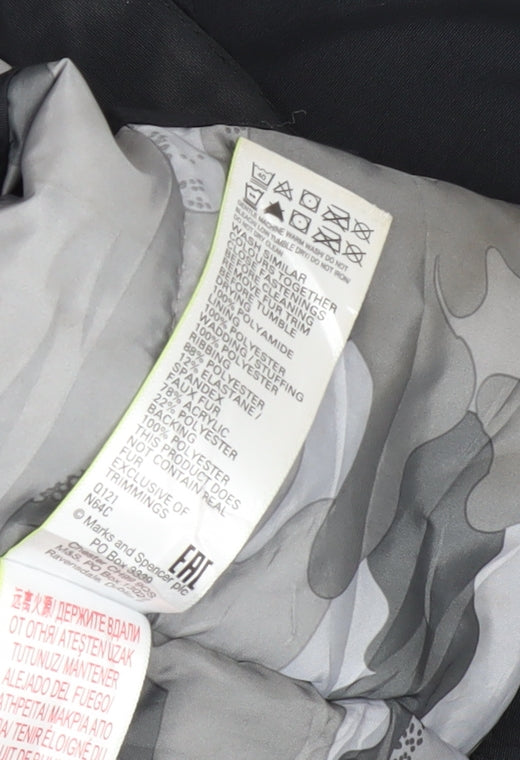 Marks and Spencer Boys Black Waterproof Parka Jacket 15-16Y