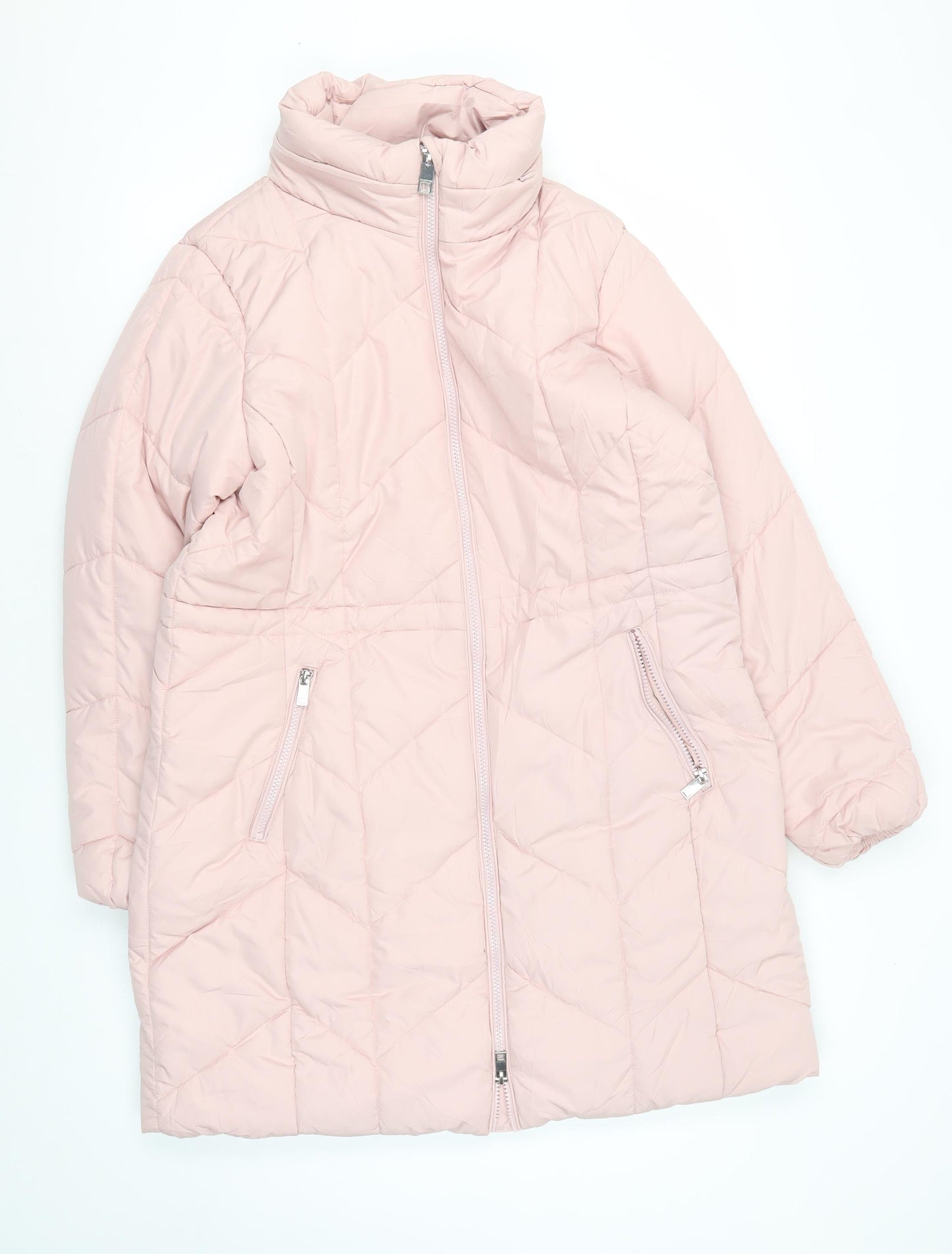 Marks and Spencer Women's Pink Puffer Jacket, Size 14, Winter