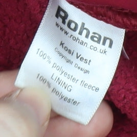 Rohan Women's Red Fleece Waistcoat L, Casual Zip Sleeveless